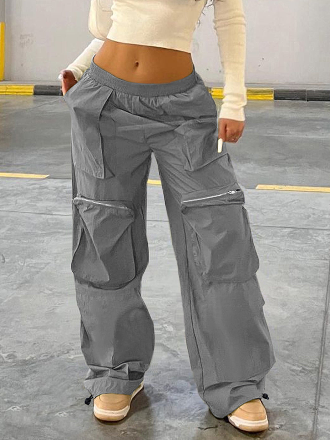 Loose Street Workwear Low Waist Trousers - Bellarte Enchanté Loose Street Workwear Low Waist Trousers